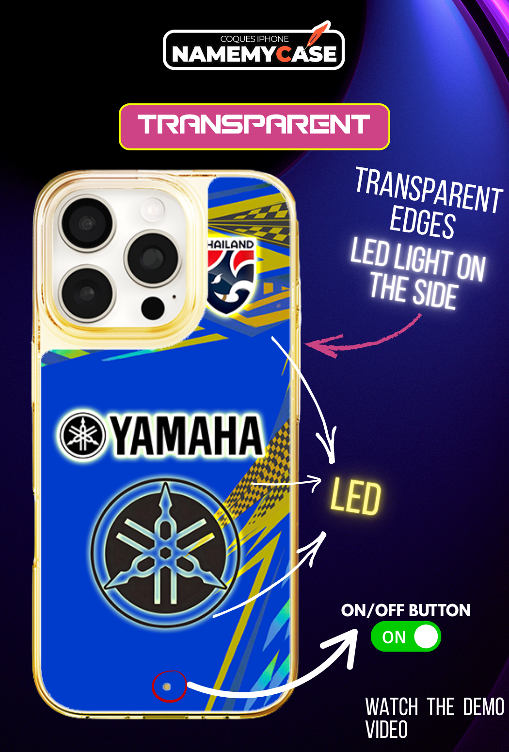LED-lysende iPhone-cover - Yamaha Bleue