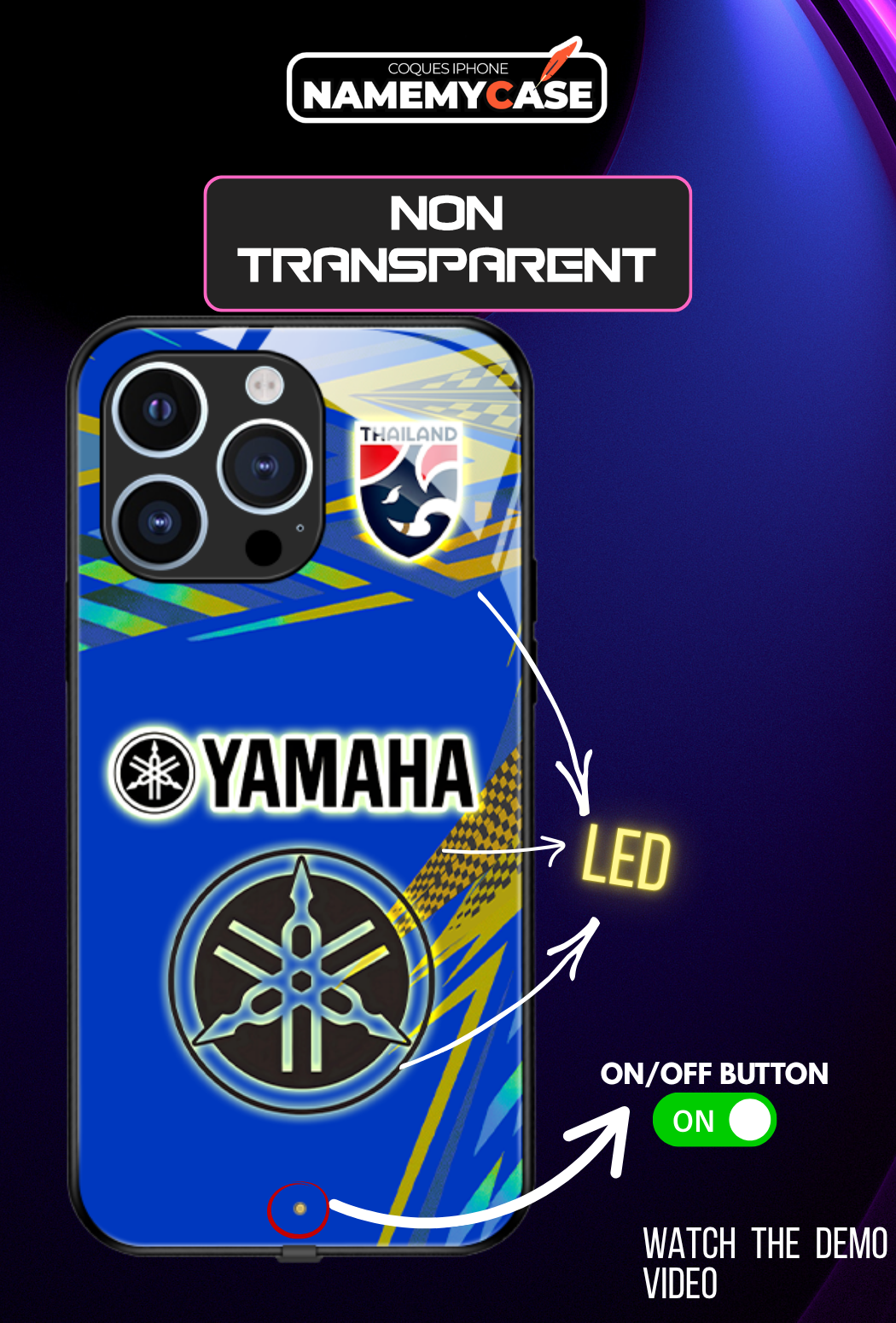 LED-lysende iPhone-cover - Yamaha Bleue