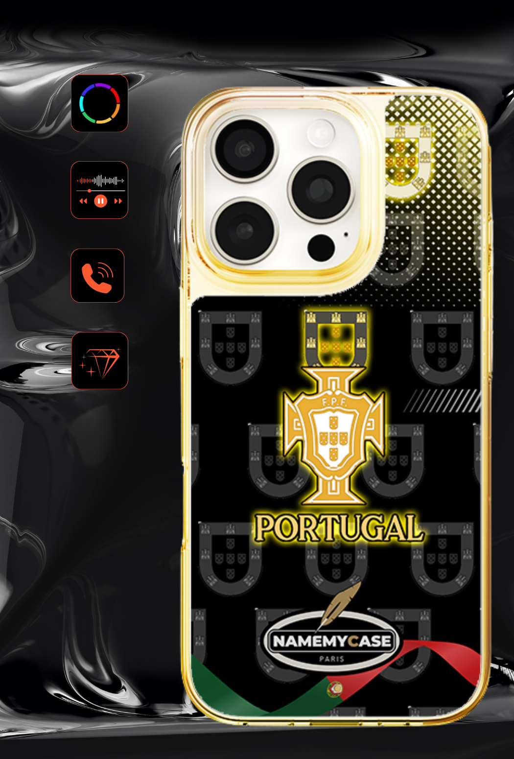 LED-lysende iPhone-cover - Portugal Sort