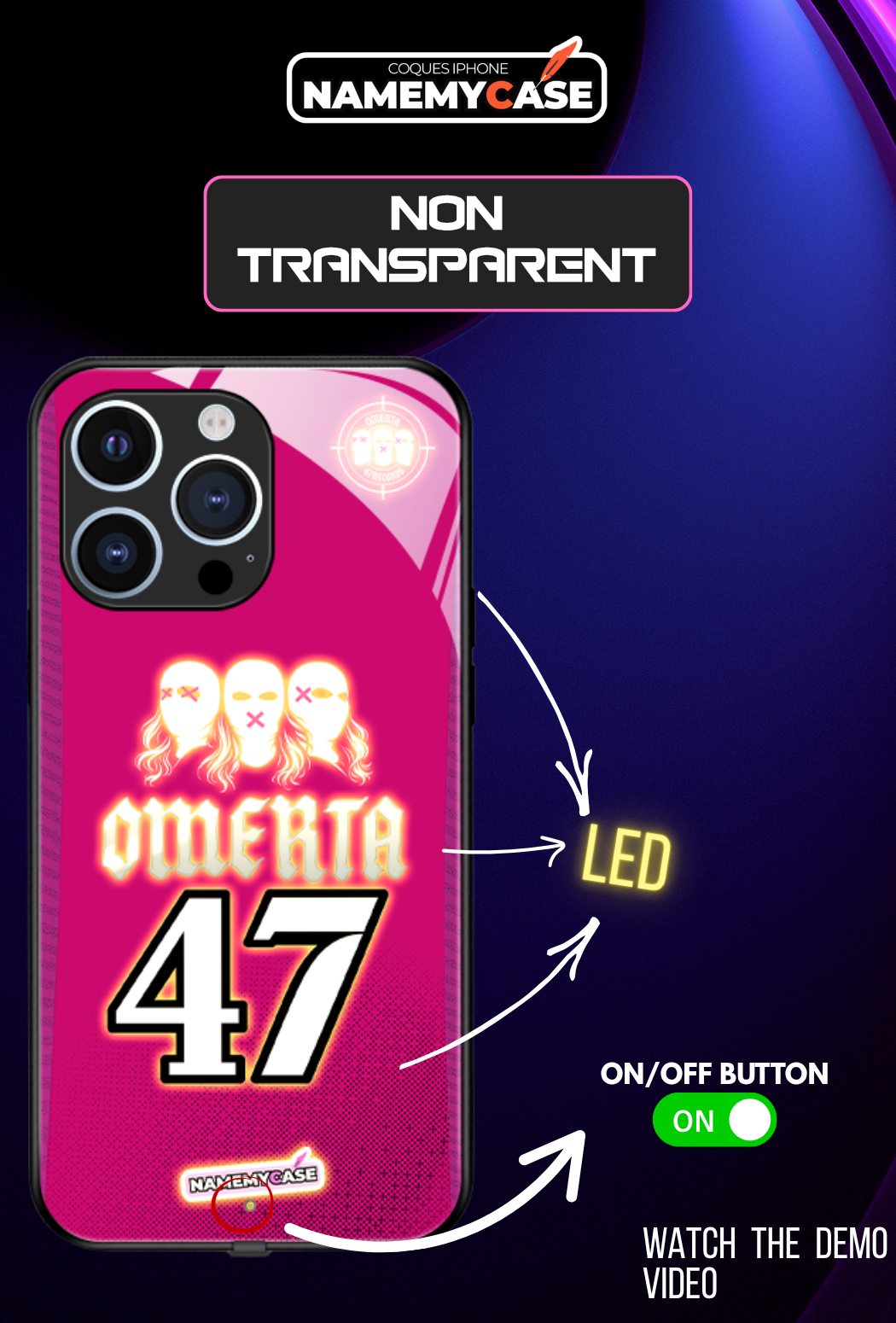 LED-oplyst iPhone-cover - Omerta Pink