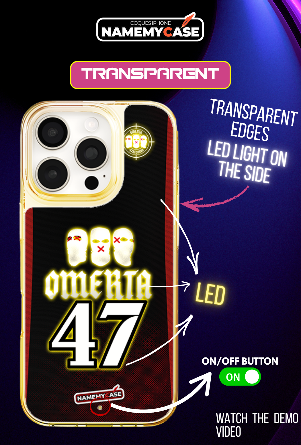 LED-oplyst iPhone-cover - Omerta Black