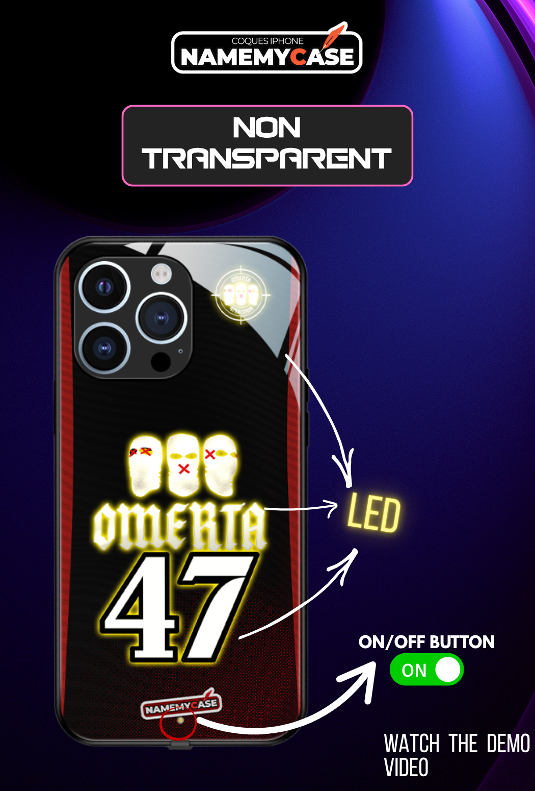 LED-oplyst iPhone-cover - Omerta Black