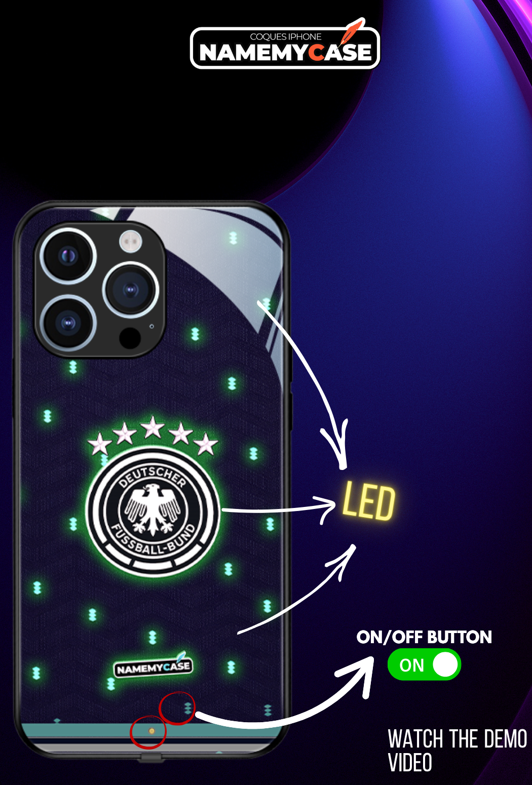 LED-oplyst iPhone-cover - Omerta Pink