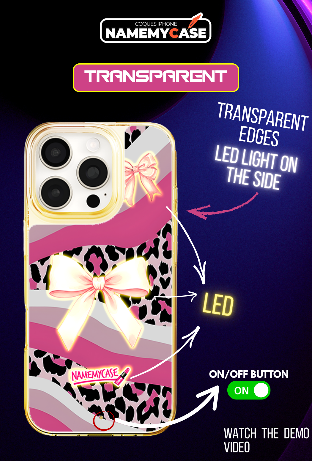 LED-oplyst iPhone-cover - Butterfly-sløjfe cover