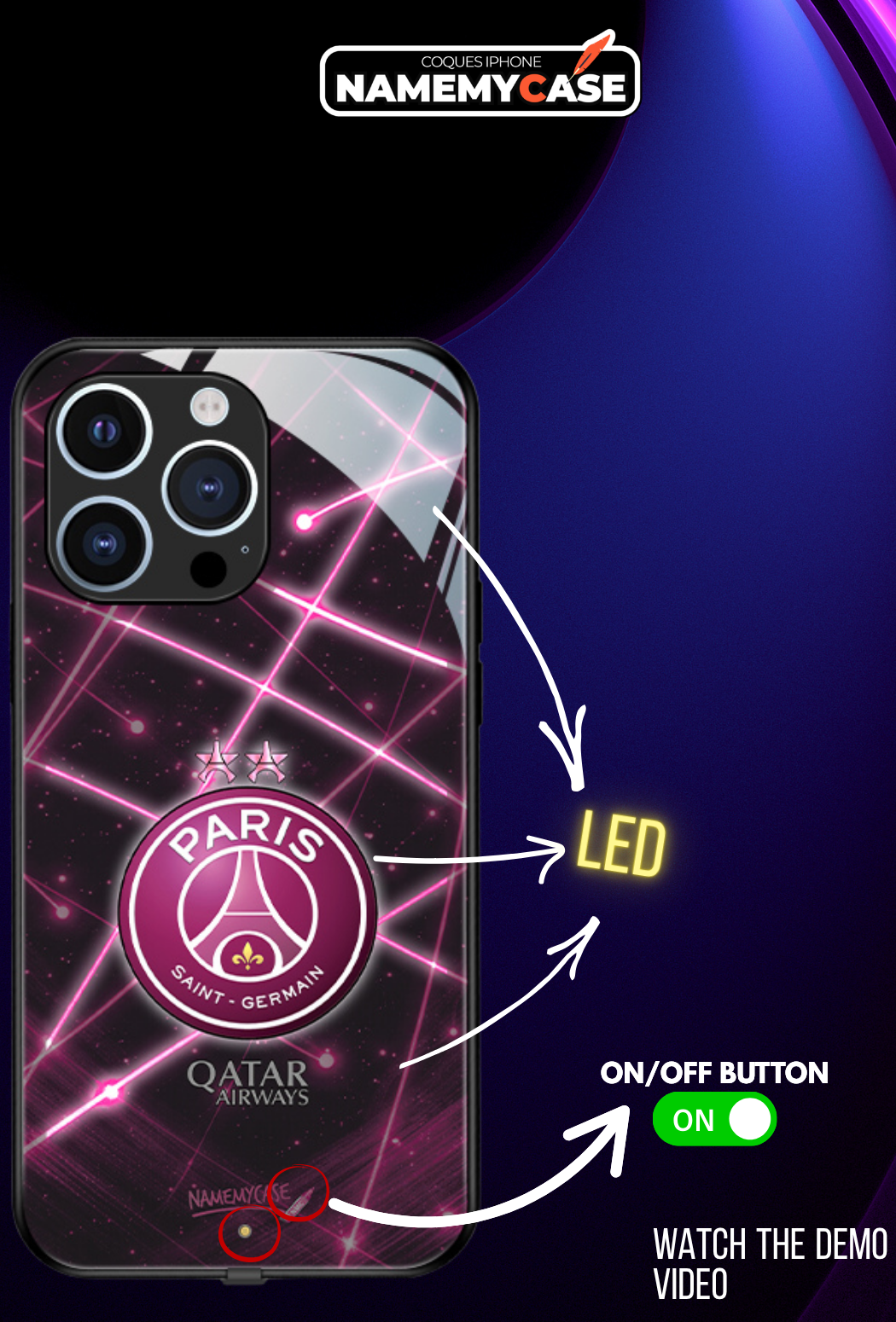 LED-oplyst iPhone-cover - Omerta Pink