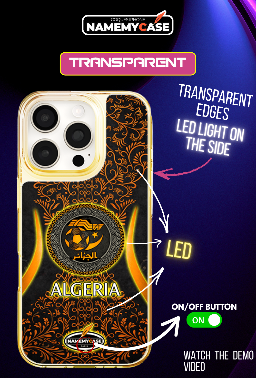 LED-lysende iPhone-cover - Algeriet Orange